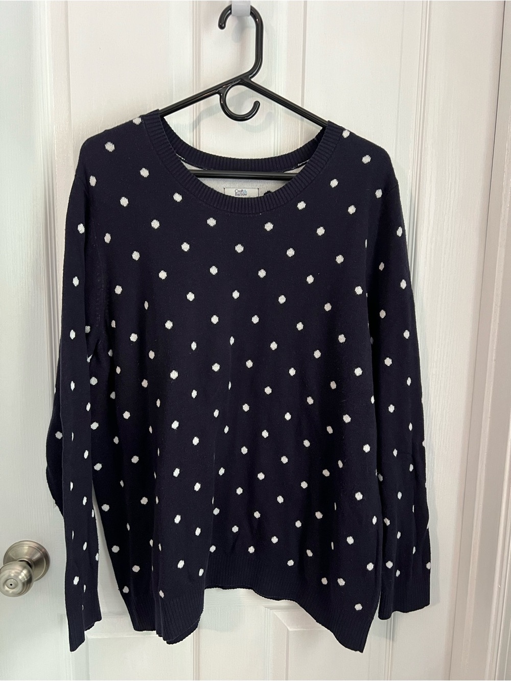 Croft & Barrow Navy and White Polka Dot Sweater - XL